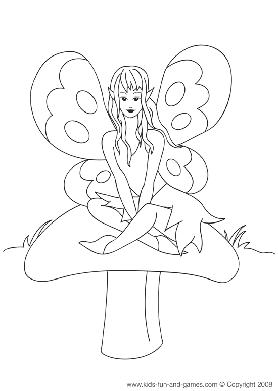 sitting fairy - fairy coloring pages