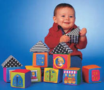 Fabric toy blocks with plenty of doors and windows to play with.