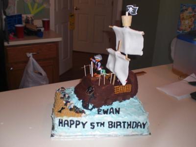 Ewan's 5th Birthday Pirate Ship Cake
