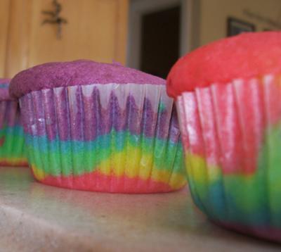 Before the Frosting- Rainbows and Clouds Cupcakes