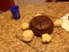 Just the cake, feet, and head before the icing! 